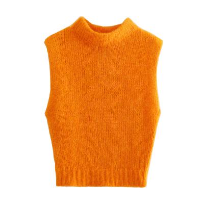 China 2021 Women's Fashion Soft Touch Anti-wrinkle Knit Vest Vintage Sleeveless Female Vest Top Tops Chic Sweater for sale