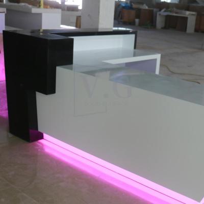 China Customized Regular Gray Black Hotel Front Desk Stone Retail Store Marble Artificial Receptions for sale