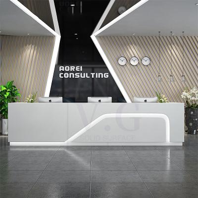 China Durable Led Counter Front Desk Light Design Reception Desk Solid Outdoor Beauty Salon for sale