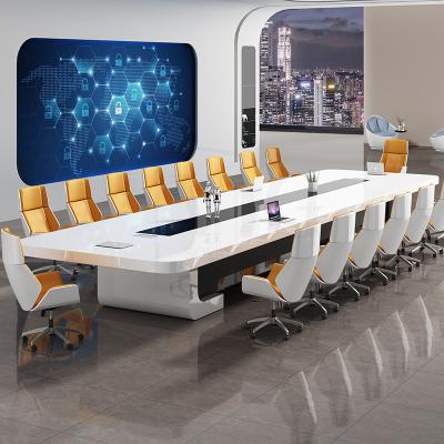 China Durable Luxury Modern Meeting Room Design Office Smart Conference Table Office Furniture Rectangular Desk for sale