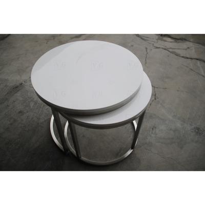 China Durable Chinese Cheap Modern Living Room Furniture Stainless Steel Base Round Small Coffee Tea Table for sale