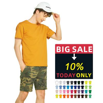 China Anti-Wrinkle 100% Custom Printing 210 Gram Siro Spun Cotton Yellow Shirt Men's T-shirt Custom Highly Elastic Plain Premium T-Shirt for sale