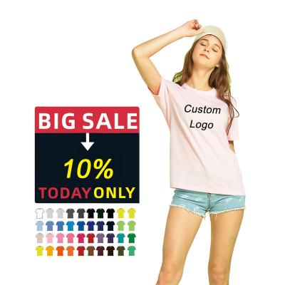 China Anti-Wrinkle 170 Gram 100% Cotton T-shirts Combed White Women Plain T-Shirts For Women Wholesale 100% Cotton Women T-shirt for sale