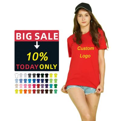 China In Stock Custom Importer 170 Gram 100% Combed Cotton Women's T-Shirts Anti-Wrinkle In Stock Custom LOGO O Neck White T-Shirt Woman for sale