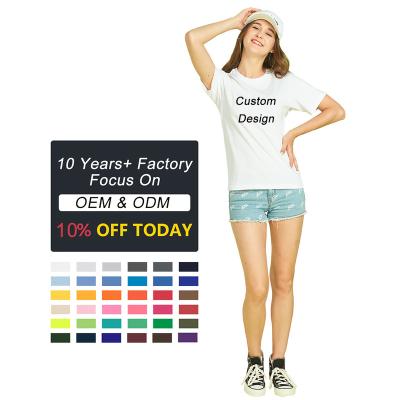 China Anti-wrinkle 190 GSM cotton shirts for women promotional no brand ladies tops design your own simple T-shirt woman with logo for sale