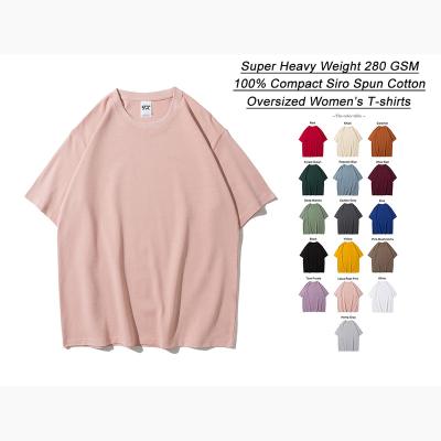 China Anti-Wrinkle Simple Empty Oversized T-shirt Women T-shirt Siro Spun Cotton Contract 280 Gram Fashion Super Heavy Wholesale Cotton T-shirt for sale