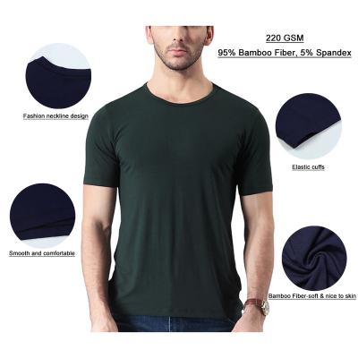 China Anti-wrinkle 220 GSM 95% Fiber 5% Spandex Shirt OEM Fashion Clothes Trend Loose Fit Black Bamboo Bamboo T-shirt Luxury Fiber 5% Clothes for sale