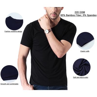 China Best Spandex 220 Anti-Wrinkle 220 Fiber 5% GSM 95% Spandex Bamboo T-shirt Bamboo Fit Men's Gym T-Shirts Unisex Bamboo Neck T-shirts O for sale