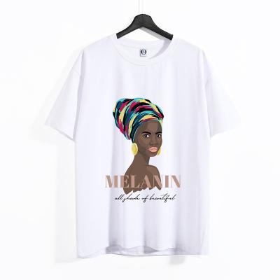 China Anti-Wrinkle 210 Gram 100% Combed Cotton Melanin Shirts Plus Size Black Melanin Queen Shirts Loose Oversized Black T-Shirt for sale