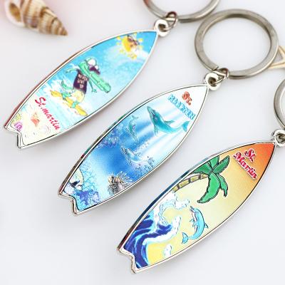 China New Europe Goods Gift Beach Design Sea Tourists Surfboard Zinc Alloy Key Chain for sale