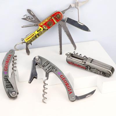 China Foldable 11 in 1 Custom Epoxy Multi Sticker Pocket Multitool Pocket Knife Folding Sublimation Key Chain Tool Key Chain for sale