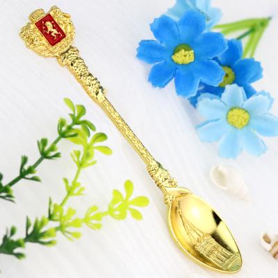 China Europe Long Handle Teaspoon Dessert Spoon Metal High Quality Zinc Alloy Spoon for sale