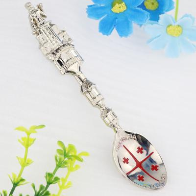 China Stocked Made Of China Metal Engraved Coffee Souvenir Fancy Tourist Spoon for sale