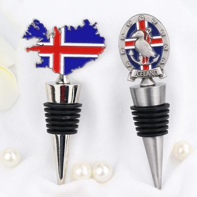 China Custom Metal Hardware Iceland Map of Iceland Shape Iceland Souvenir Wine Bottle Stopper for sale