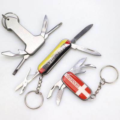 China Foldable 11 in 1 Factory Price Multi Cheap Self Defense Key Chain Tool Outdoor Custom Camping Pocket Knife for sale