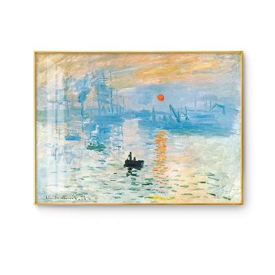 China Best Quality Classical Monet Oil Painting Reproduction Scenery Famous Canvas Print Sunrise for sale