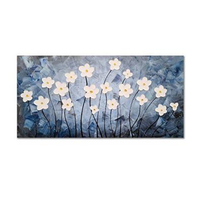 China Modern Modern 3D Effect Artwork With Framed Blue Flower Canvas Wall Art Painting For Bedroom Decor for sale