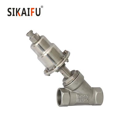 China Chemical Process Fabrics Printing / And Dyeing / Food Processing 3/4 Inch Stainless Steel Thread Angle Seat Pneumatic Valve for sale