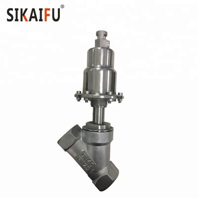 China General Pneumatic Tilted On The Screw Thread Stainless Steel Angle Seat Two Way Valve for sale