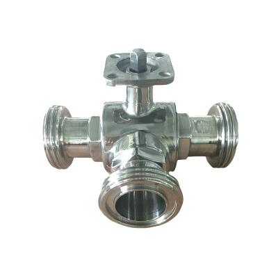 China DN25 SUS304 General Connection T Port Male Thread 3 Way Pneumatic Ball Valve for sale