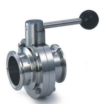 China 316L Stainless Steel EN1.4404 General Sanitary Tri Clamp Connection DN50 Butterfly Valve With Valve Handles for sale