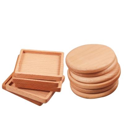 China Creative Round Thermal Insulation Sustainable Wooden Square Pad Cup Tea Coaster Beech Coaster Coffee Coaster for sale