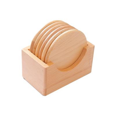 China Sustainable Custom Tea Cup Holder Coaster Round Set Solid Wood Coaster for sale