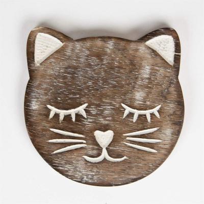 China Sustainable Custom Durable Cute Cat Graphic Printed Wooden Coaster for sale