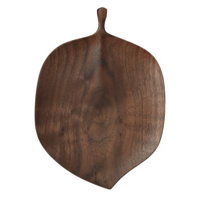 China Eco - Friendly Black Walnut Sushi Dish Household Tableware Leaf Tray Dark Tea Dish for sale