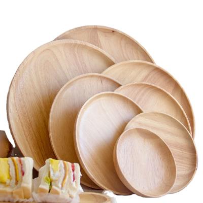 China Eco - Friendly Solid Wood Large Round Single Flat Natural Wood Tray With High Quality for sale