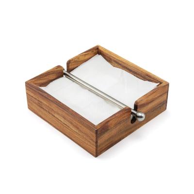 China Minimalist Custom Wholesale Desktop Tissue Box Retro Manual Wooden Tissue Box for sale