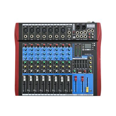 China New 8 Channel Sound USB Audio Mixer Digital Console With BT FM Controller ES DJ / Console Audio Mixer for sale