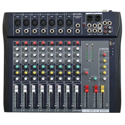 China 2022 Professional Audio Mixer 8 Channel Digital Audio Mixer With USB CT DJ Controller / Audio Console Mixer for sale