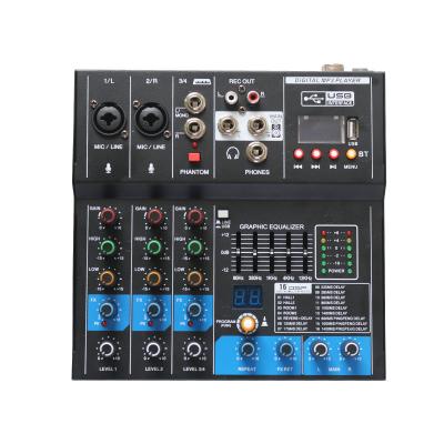 China 2022 Newest 4 Channel Mini USB Mixer Console S.M. DJ Audio Controllers / Audio Console Mixer for sale