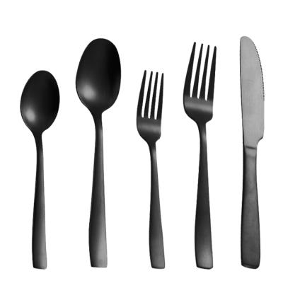 China Sustainable Hot Selling Eco Friendly Matte Stainless Steel Black Gold Cutlery Set For Wedding Hotel Restaurant for sale