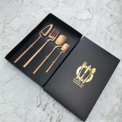 China Durable High Quality Matte 18/10 Stainless Steel Cup Spoon Fork Knife Hanging Cutlery Set With Box for sale