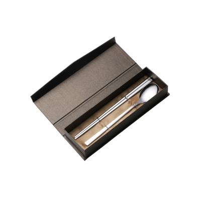 China Sustainable Eco Friendly Cutlery Set Reusable Stainless Steel Chopsticks Spoon Set Portable Cutlery Set With Case for sale