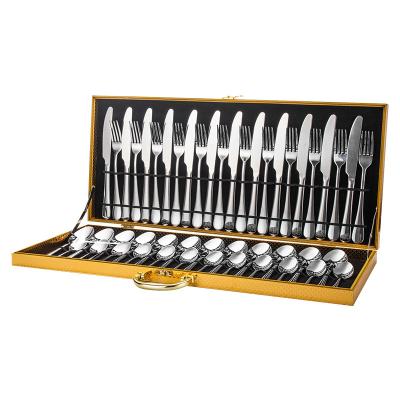 China Viable Luxury Gift Box 24pcs 48pcs 72pcs Spoon Fork Knife Set Stainless Steel Cutlery Set For Banquet for sale