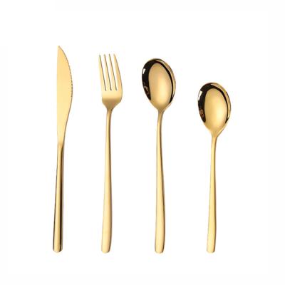 China Viable Korean Style Black Cutlery Set Stainless Steel SUS 304 Flatware Gold Knife Fork Spoon Wholesale for sale