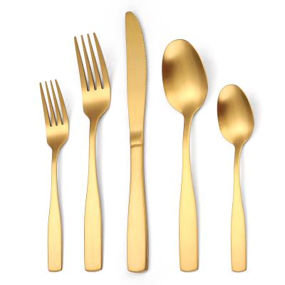 China Viable Modern Matte Gold Flatware Handle Stainless Steel Flatware Flatware Set Flatware For Wedding for sale