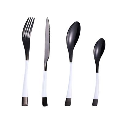 China Newest Design 4pcs Stainless Steel Knife Spoon Fork Spoon Silverware Bulk Premium Viable Gold Flatware for sale