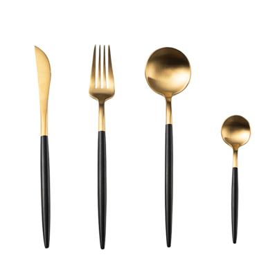 China Viable Gift Matte Portugal Luxury Cutlery Set, Stainless Steel Gold Food Grade Wedding Hotel Flatware for sale