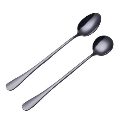 China Long Handle Stainless Steel Long Lasting Hot Selling Coffee Stirring Spoon With Pointed Head Head Colored Round Tea Mixing Spoon for sale