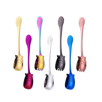 China Sustainable 304 Stainless Steel Creative Long Handle Colorful Pig Shape Stainless Steel Spoon For Tea Dessert Coffee for sale