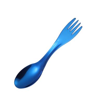 China Viable Camping Spork Stainless Steel Travel Spoon External Fork 2 In 1 Multiple Functions Spork Titanium Metal for sale