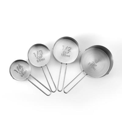 China Viable Hot Selling Measuring Cup 4 Pieces Stainless Steel Measuring Cups Set For Measuring Dry And Liquid Ingredients for sale