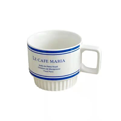 China Viable Style Ceramic French Letter Mug Coffee Mug Ceramic Custom Logo Mug for sale