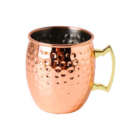 China Viable Manufacturer High Quality Pure Copper Cup Moscow Mule Copper Beer Mug With Handle Stainless Steel Cocktail 500ML Tea Coffee Mugs for sale