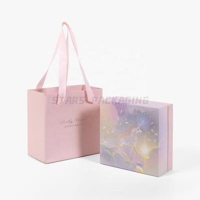 China Luxury Cute Pink Girls Gift Box Recycled Custom Materials Cardboard Jewelry Packaging Gift Set Box With Paper Bag for sale