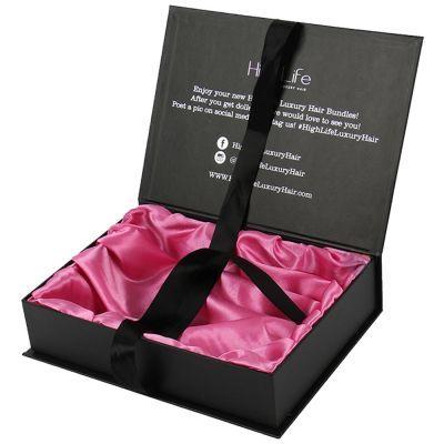 China High Quality Handmade Custom Made Magnet Lid Box With Ribbon Black Color Soft Touch Lingerie Paper Packaging for sale